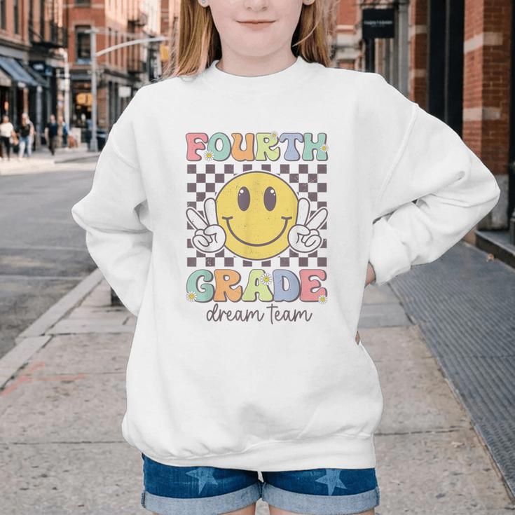 Fourth Grade Dream Team Smile Face Back To School 4th Grade Youth Crewneck Sweatshirt Fourth Grade Dream Team Smile Face Back To School 4th Grade Youth Crewneck Sweatshirt