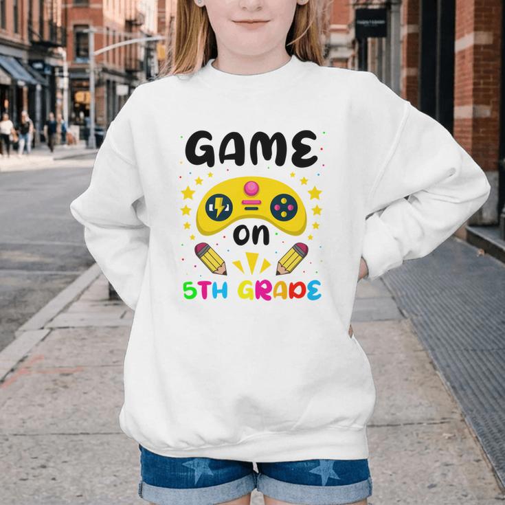 Game On 5th Grade Cute Video Gamer Back To School 20256Kids Youth Crewneck Sweatshirt Game On 5th Grade Cute Video Gamer Back To School 20256Kids Youth Crewneck Sweatshirt