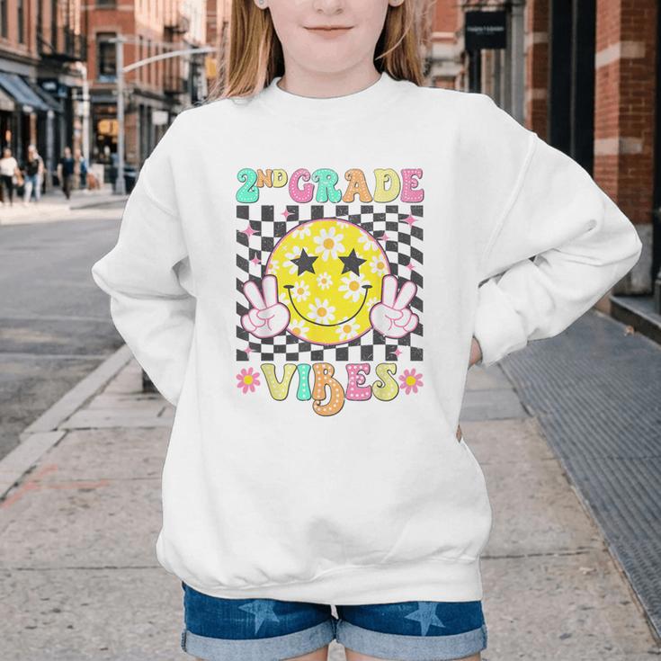 Girls 2nd Grade Vibes Smile Face Back To School Second Grade Youth Crewneck Sweatshirt Girls 2nd Grade Vibes Smile Face Back To School Second Grade Youth Crewneck Sweatshirt