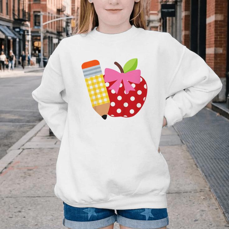 Girls Back To School Apple Toddler First Day Of Preschool Youth Crewneck Sweatshirt Girls Back To School Apple Toddler First Day Of Preschool Youth Crewneck Sweatshirt