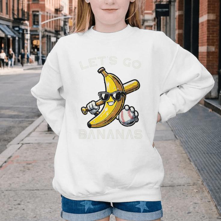Lets Go Bananas Baseball Retro Sports Boys Kids Men Youth Premium Tri-Blend Youth Crewneck Sweatshirt