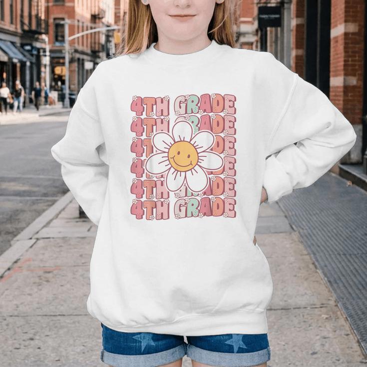 Groovy 4th Grade Back To School First Day Of Fourth Grade Youth Crewneck Sweatshirt Groovy 4th Grade Back To School First Day Of Fourth Grade Youth Crewneck Sweatshirt