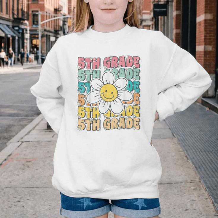 Groovy 5th Grade Back To School First Day Of Fifth Grade Youth Crewneck Sweatshirt
