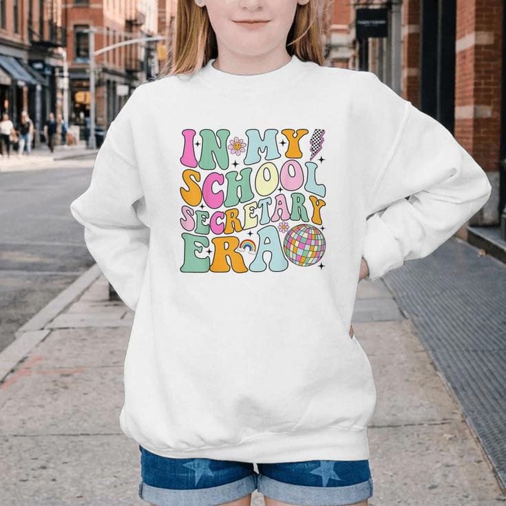 Groovy In My School Secretary Era Back To School Youth Crewneck Sweatshirt Groovy In My School Secretary Era Back To School Youth Crewneck Sweatshirt