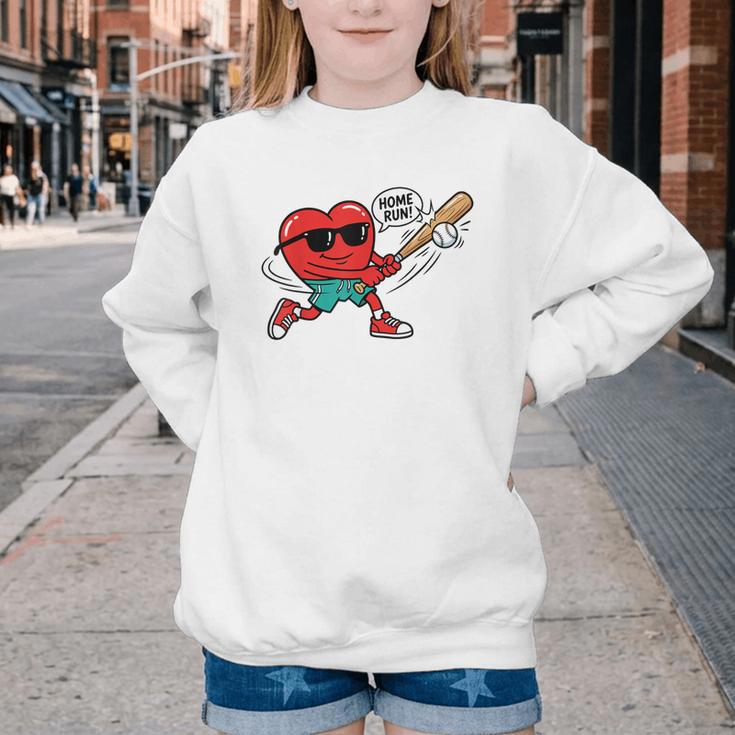 Heart Valentines Day Baseball Men Boys Kids Teens Youth Crewneck Sweatshirt Heart Valentines Day Baseball Men Boys Kids Teens Youth Crewneck Sweatshirt