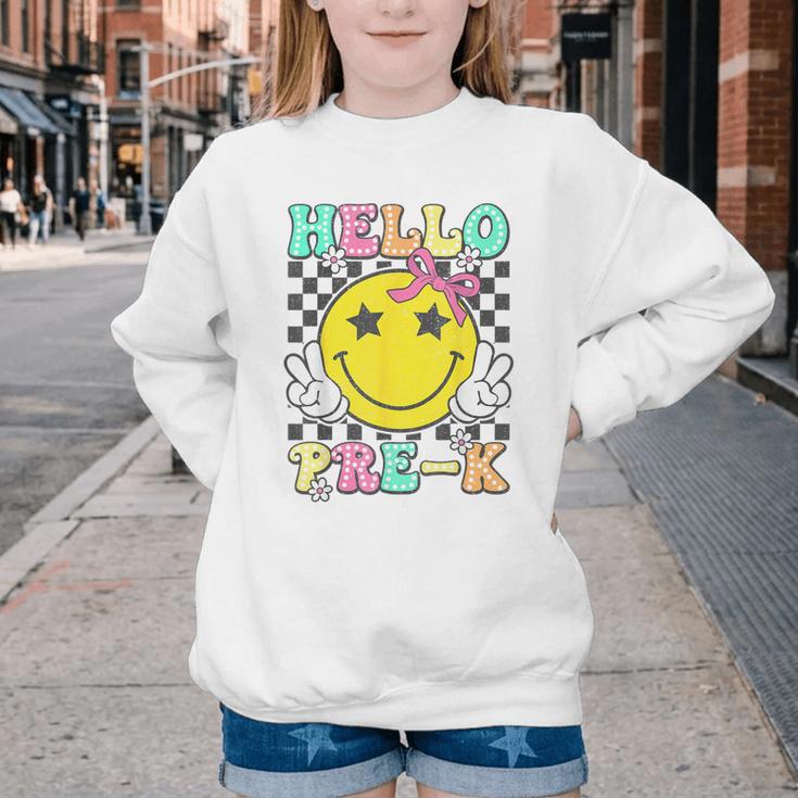 Hello Pre-K Coquette Bow Back To School Preschool Girl Youth Crewneck Sweatshirt