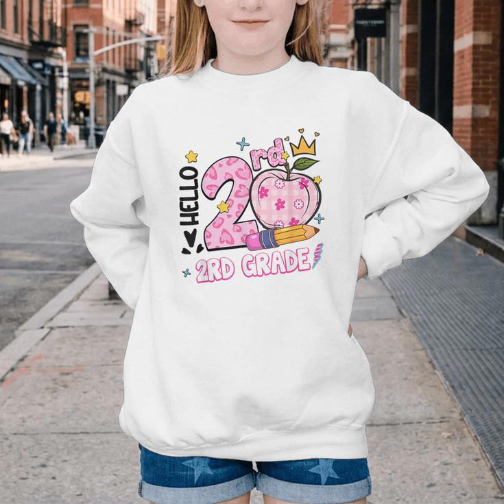 Hello Second 2nd Grade Leopard Tie Dye Girl Back To School Youth Crewneck Sweatshirt Hello Second 2nd Grade Leopard Tie Dye Girl Back To School Youth Crewneck Sweatshirt