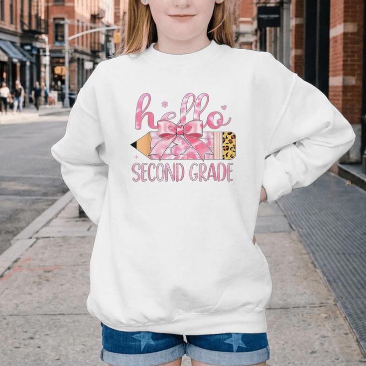 Hello Second Grade Pencil Tie Dye Coquette Back To School Youth Crewneck Sweatshirt Hello Second Grade Pencil Tie Dye Coquette Back To School Youth Crewneck Sweatshirt