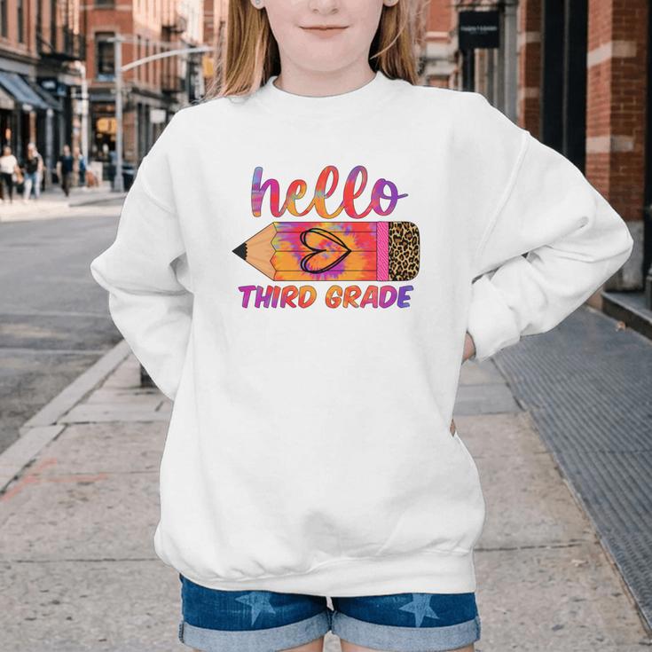 Hello Third Grade Back To School Pencil Tie Dye 3rd Grade Performance Youth Crewneck Sweatshirt Hello Third Grade Back To School Pencil Tie Dye 3rd Grade Performance Youth Crewneck Sweatshirt