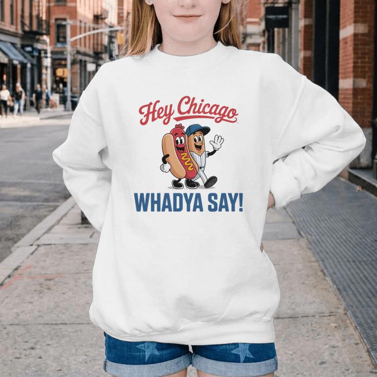 Hey Chicago Whadya Say Baseball Hot Dog Youth Crewneck Sweatshirt
