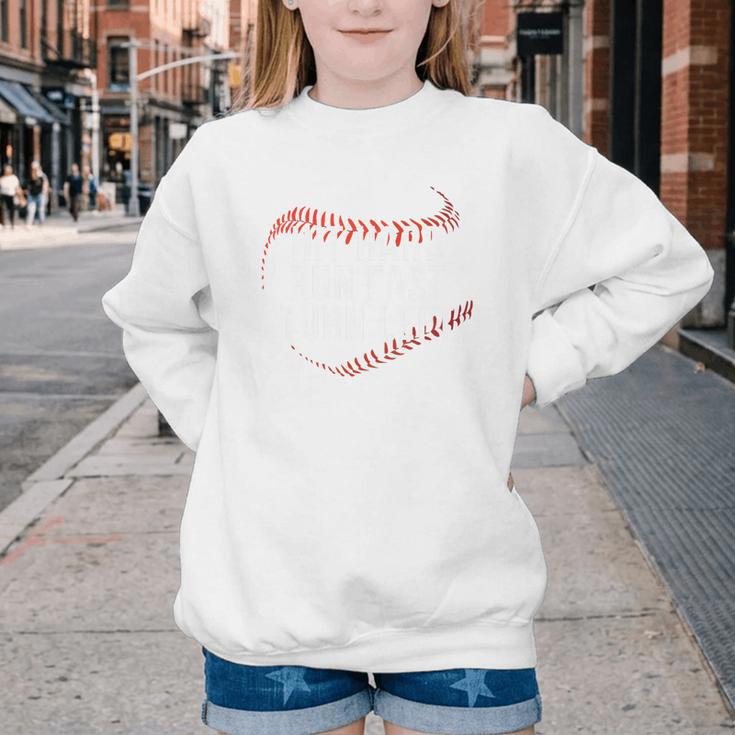 Hit Hard Run Fast Turn Left Baseball Player & Fan Premium Tri-Blend Youth Crewneck Sweatshirt