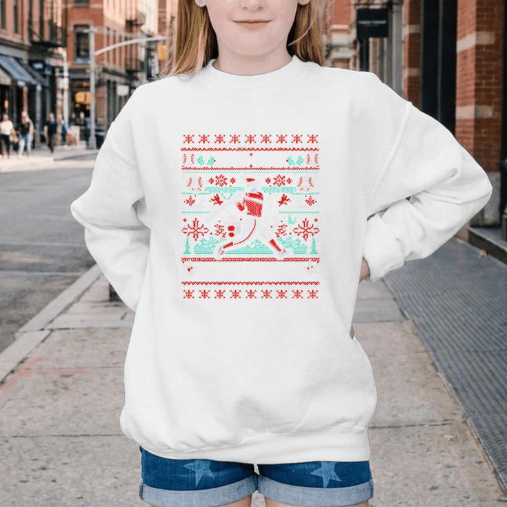 Ho Ho Homerun Baseball Ugly Christmas Sweater Party Hitter Youth Crewneck Sweatshirt Ho Ho Homerun Baseball Ugly Christmas Sweater Party Hitter Youth Crewneck Sweatshirt