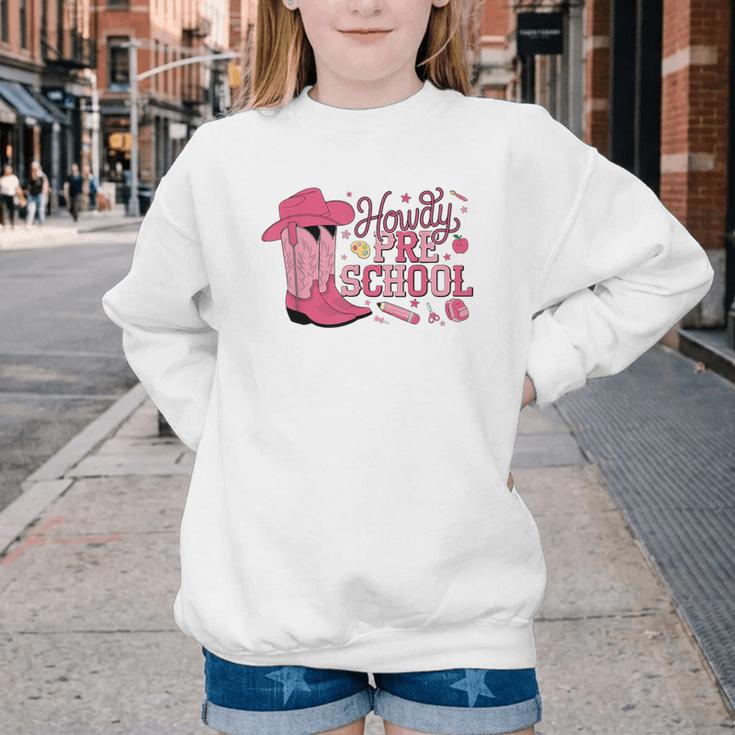 Howdy Preschool Back To School Western Cowboy Cowgirls Pre-K Youth Crewneck Sweatshirt Howdy Preschool Back To School Western Cowboy Cowgirls Pre-K Youth Crewneck Sweatshirt