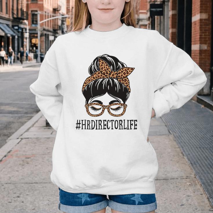 HR Director Leopard Messy Bun Appreciation Back To School Performance Youth Crewneck Sweatshirt HR Director Leopard Messy Bun Appreciation Back To School Performance Youth Crewneck Sweatshirt