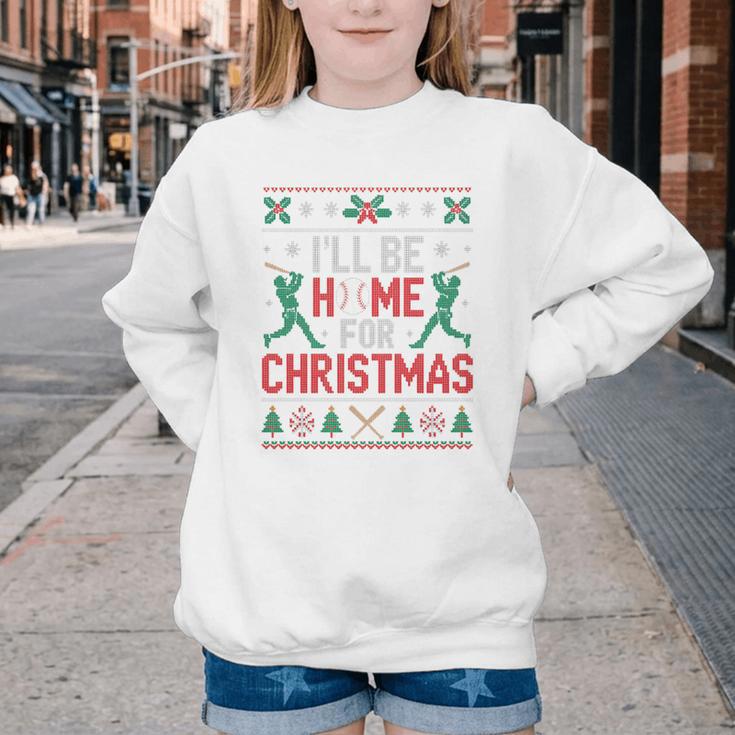 I’Ll Be Home For Christmas Baseball Ugly Sweater Art Youth Crewneck Sweatshirt I’Ll Be Home For Christmas Baseball Ugly Sweater Art Youth Crewneck Sweatshirt
