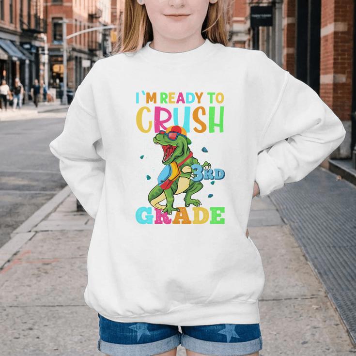 I'm Ready To Crush 3rd Grade Dinosaur Back To School Youth Crewneck Sweatshirt