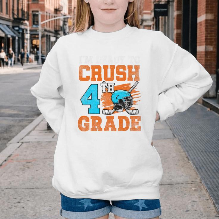 I'm Ready To Crush 4th Grade Hockey Kids Back To School Premium Tri-Blend Youth Crewneck Sweatshirt I'm Ready To Crush 4th Grade Hockey Kids Back To School Premium Tri-Blend Youth Crewneck Sweatshirt