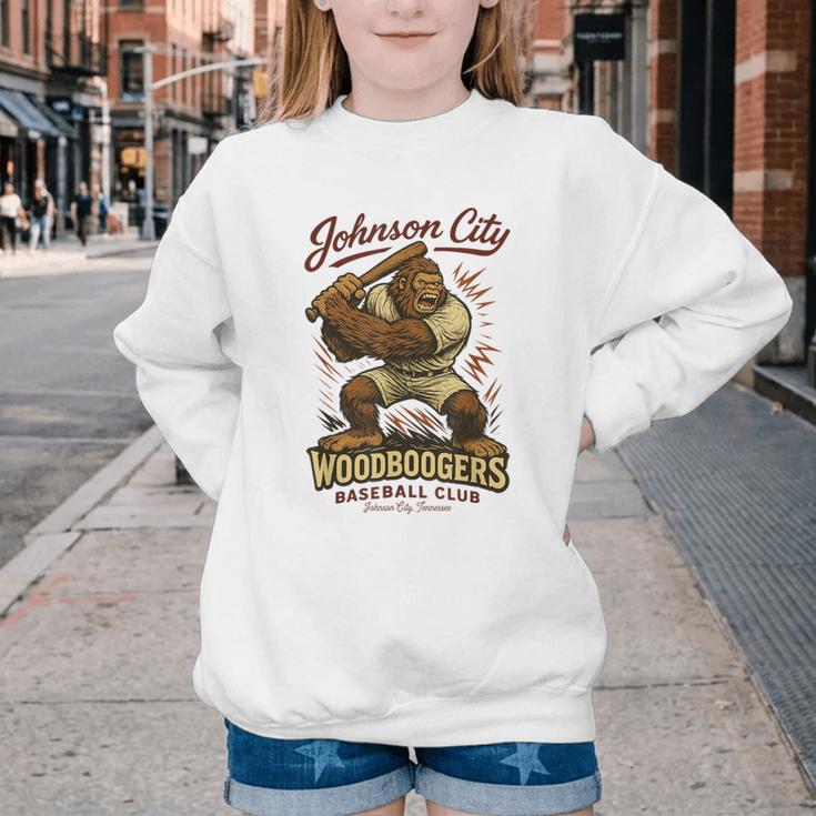 Johnson City Woodboogers Retro Baseball Club Youth Crewneck Sweatshirt Johnson City Woodboogers Retro Baseball Club Youth Crewneck Sweatshirt