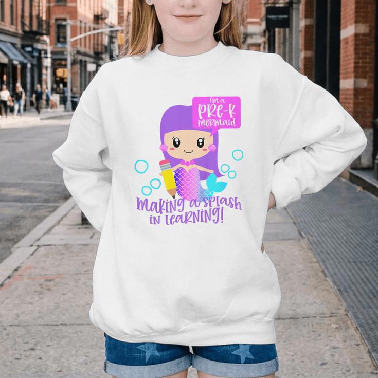 Kids Pre K Mermaid Back To School Toddler Girl First Day Of Prek Youth Crewneck Sweatshirt