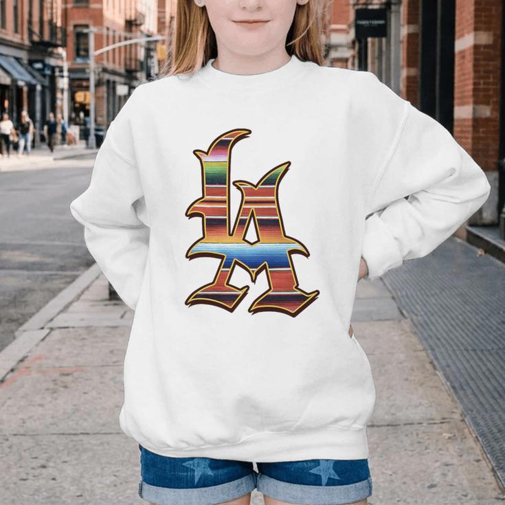 LA Sarape Los Angeles LA Sarape East LA Baseball Mexican Premium Tri-Blend Youth Crewneck Sweatshirt LA Sarape Los Angeles LA Sarape East LA Baseball Mexican Premium Tri-Blend Youth Crewneck Sweatshirt