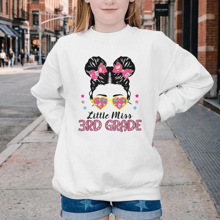 Little Miss 3rd Grade Messy Bun Back To School Youth Crewneck Sweatshirt Little Miss 3rd Grade Messy Bun Back To School Youth Crewneck Sweatshirt