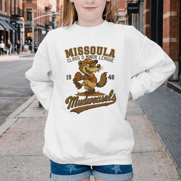 Missoula Mudweasels Retro Minor League Baseball Youth Crewneck Sweatshirt Missoula Mudweasels Retro Minor League Baseball Youth Crewneck Sweatshirt