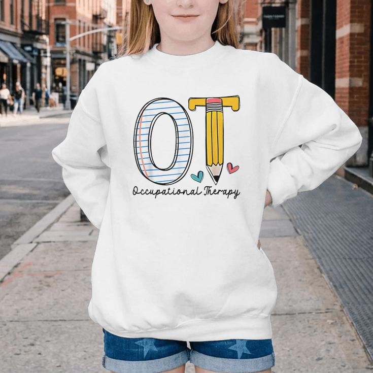 Pediatric Occupational Therapy Paper Pencil Back To School Youth Crewneck Sweatshirt