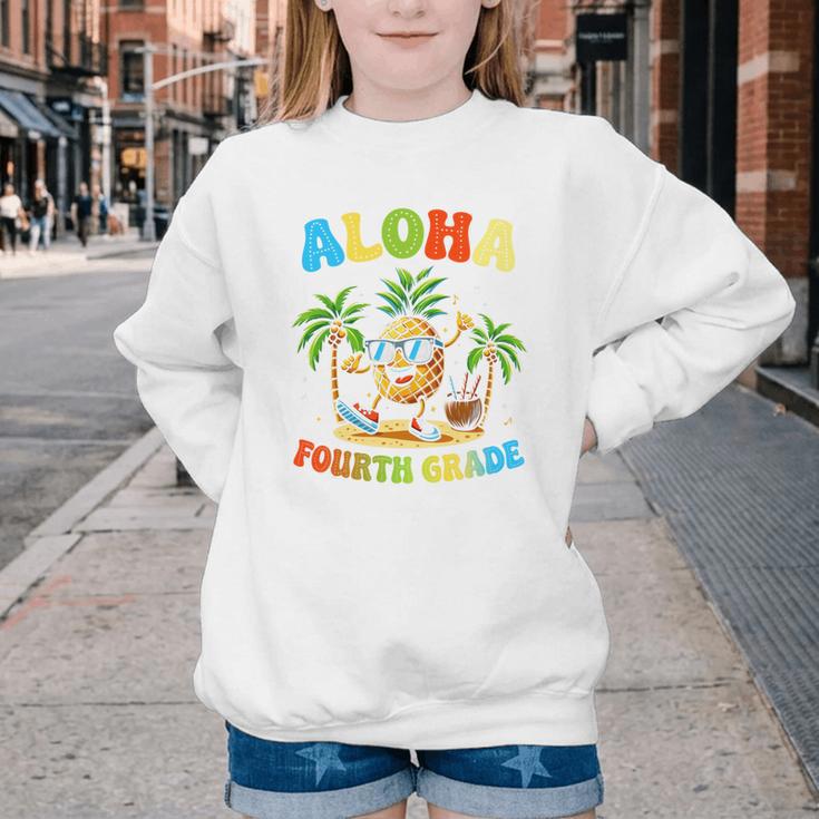 Pinapple Beach Back To School Day Aloha Fourth Grade Performance Youth Crewneck Sweatshirt
