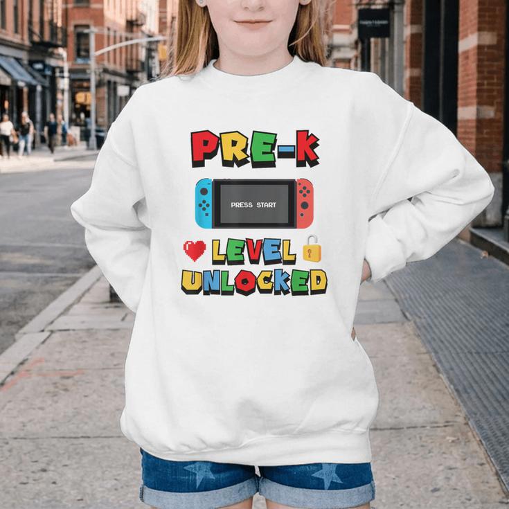 Pre-K Level Unlocked Back To School Video Game Youth Crewneck Sweatshirt