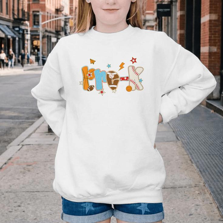 Pre K Preschool Football Basketball Baseball Back To School Youth Crewneck Sweatshirt Pre K Preschool Football Basketball Baseball Back To School Youth Crewneck Sweatshirt