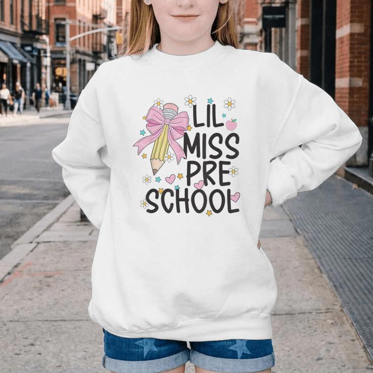 Preschool Little Miss Back To School Girls Kids Preschool Youth Crewneck Sweatshirt