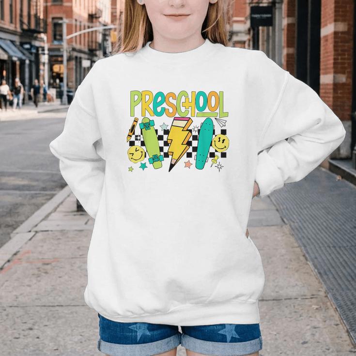 Preschool Skateboard Back To School Boy Girl Kid Youth Crewneck Sweatshirt Preschool Skateboard Back To School Boy Girl Kid Youth Crewneck Sweatshirt