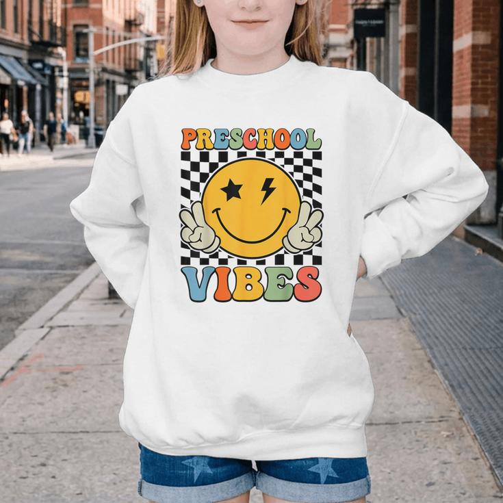 Preschool Vibes Retro Groovy Back To School Pre-K Youth Crewneck Sweatshirt Preschool Vibes Retro Groovy Back To School Pre-K Youth Crewneck Sweatshirt
