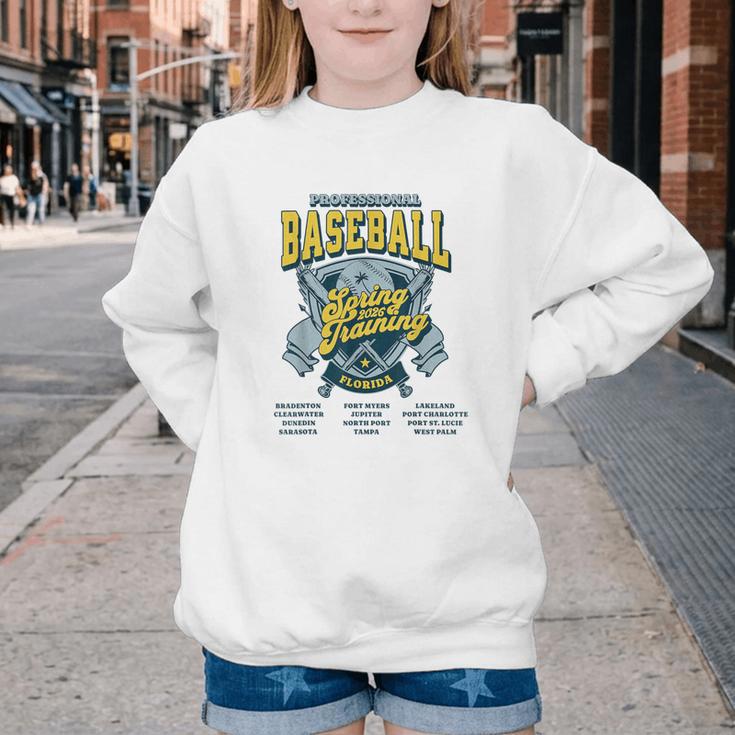 Professional Baseball Spring Training 2026 Florida Cities Youth Crewneck Sweatshirt Professional Baseball Spring Training 2026 Florida Cities Youth Crewneck Sweatshirt