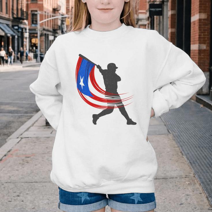 Puerto Rico Baseball Flag Player Boricua Heritage Sports Youth Crewneck Sweatshirt Puerto Rico Baseball Flag Player Boricua Heritage Sports Youth Crewneck Sweatshirt