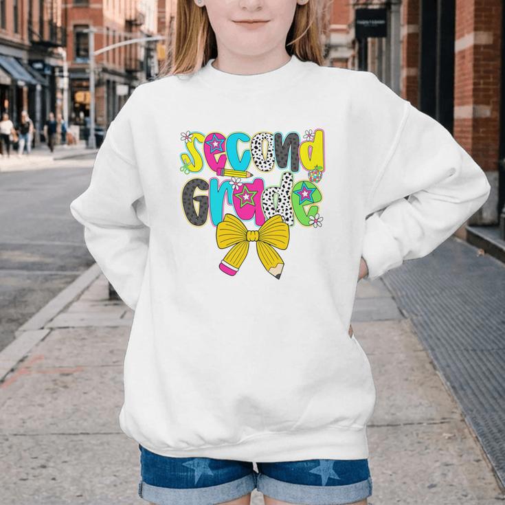 Second Grade Coquette Bow First Day Of School Back To School Performance Youth Crewneck Sweatshirt