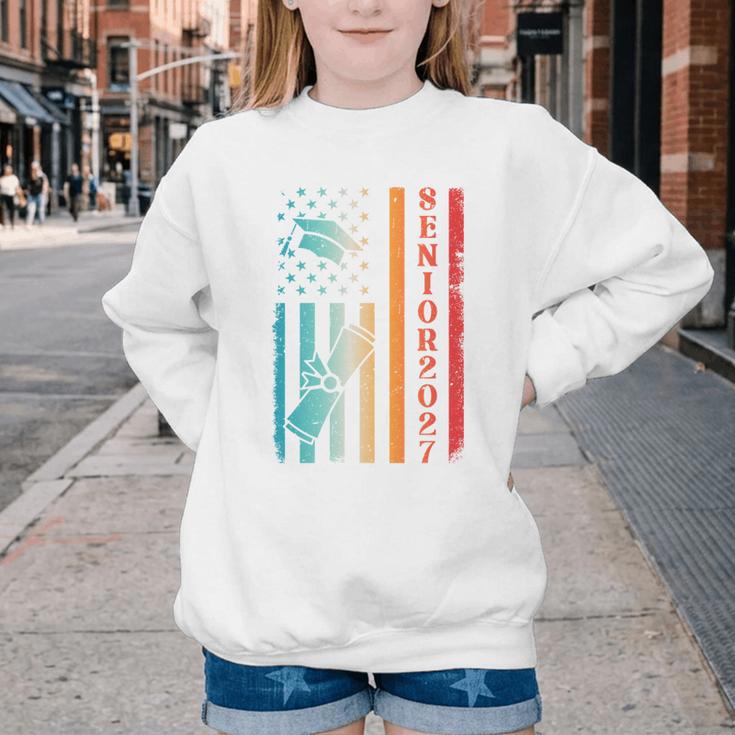 Senior 2027 Class Of 2027 Graduation USA Flag Back To School Performance Youth Crewneck Sweatshirt