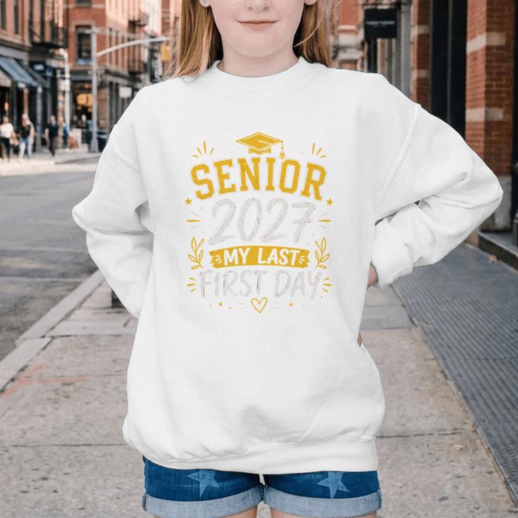 Senior 2027 My Last First Day Class Of 27 Back To School Youth Crewneck Sweatshirt Senior 2027 My Last First Day Class Of 27 Back To School Youth Crewneck Sweatshirt