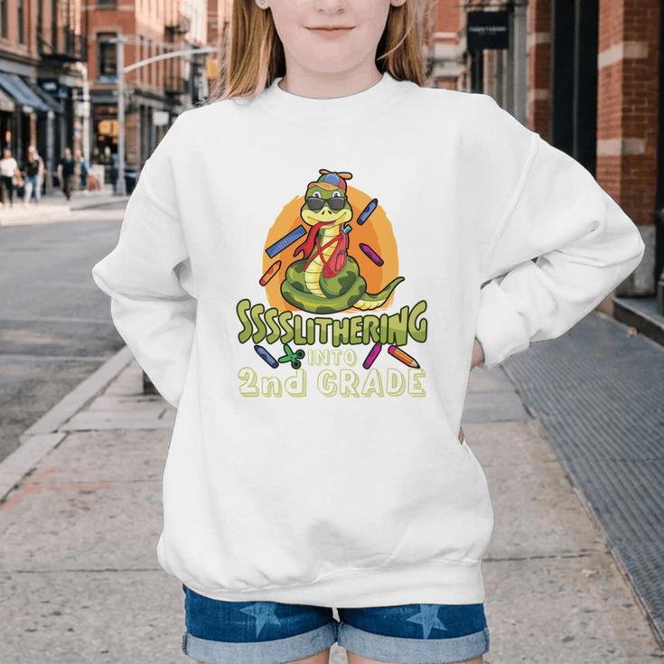 Slithering Into 2nd Grade First Day Back To School Snake Performance Youth Crewneck Sweatshirt Slithering Into 2nd Grade First Day Back To School Snake Performance Youth Crewneck Sweatshirt