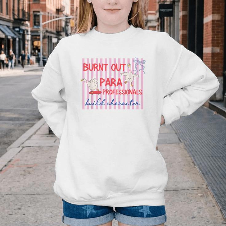 Striped Burnt Out Para Paraprofessional Back To School Youth Crewneck Sweatshirt Striped Burnt Out Para Paraprofessional Back To School Youth Crewneck Sweatshirt