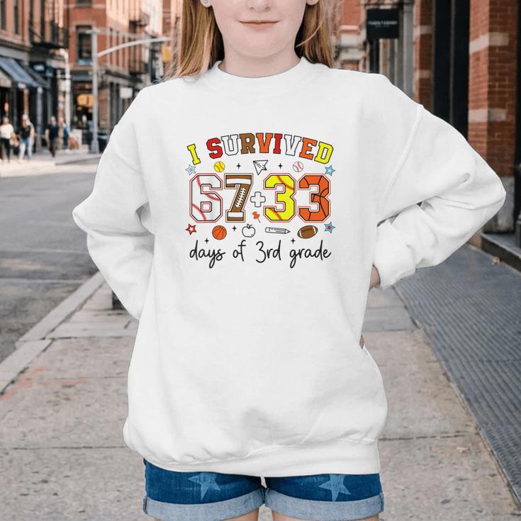 I Survived 6733 Days Baseball Football Softball 3rd Grade Youth Crewneck Sweatshirt I Survived 6733 Days Baseball Football Softball 3rd Grade Youth Crewneck Sweatshirt
