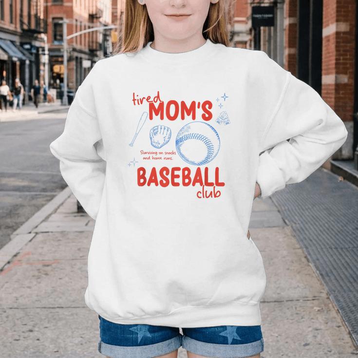 Tired Baseball Mom Club Baseball Mama Mother's Day Youth Crewneck Sweatshirt Tired Baseball Mom Club Baseball Mama Mother's Day Youth Crewneck Sweatshirt