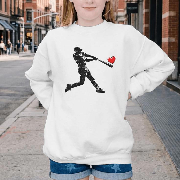 Valentines Day Baseball Batter Silhouette Heart Men Boys Kid Youth Crewneck Sweatshirt Valentines Day Baseball Batter Silhouette Heart Men Boys Kid Youth Crewneck Sweatshirt