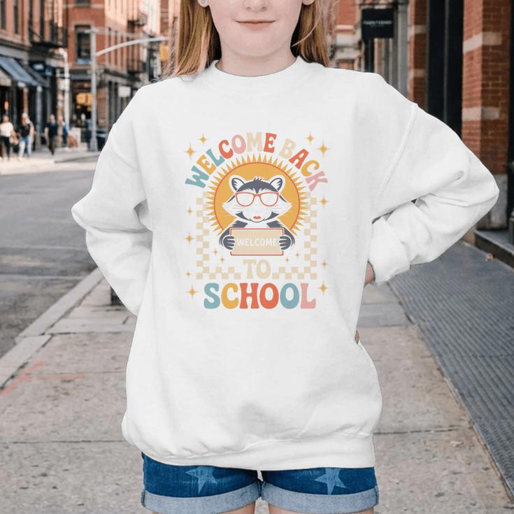 Welcome Back To School Raccoon First Day Of School Checkered Premium Tri-Blend Youth Crewneck Sweatshirt Welcome Back To School Raccoon First Day Of School Checkered Premium Tri-Blend Youth Crewneck Sweatshirt