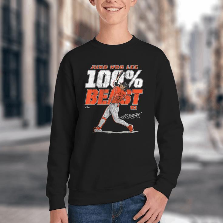 100 Beast Jung Hoo Lee San Francisco Baseball MLBPA Youth Crewneck Sweatshirt 100 Beast Jung Hoo Lee San Francisco Baseball MLBPA Youth Crewneck Sweatshirt