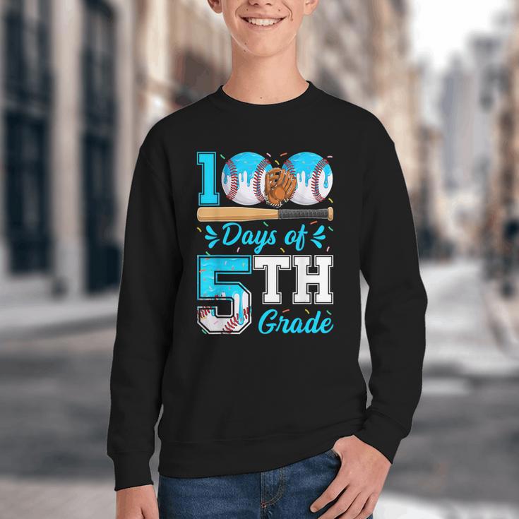 100 Days Of 5th Grade Baseball 100th Day Of School Boys Kids Youth Crewneck Sweatshirt 100 Days Of 5th Grade Baseball 100th Day Of School Boys Kids Youth Crewneck Sweatshirt