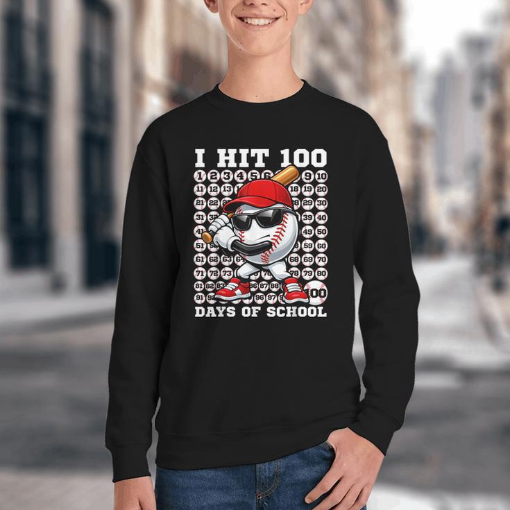 100 Days Of School Retro Baseball Sport For Boys Teachers Youth Crewneck Sweatshirt 100 Days Of School Retro Baseball Sport For Boys Teachers Youth Crewneck Sweatshirt
