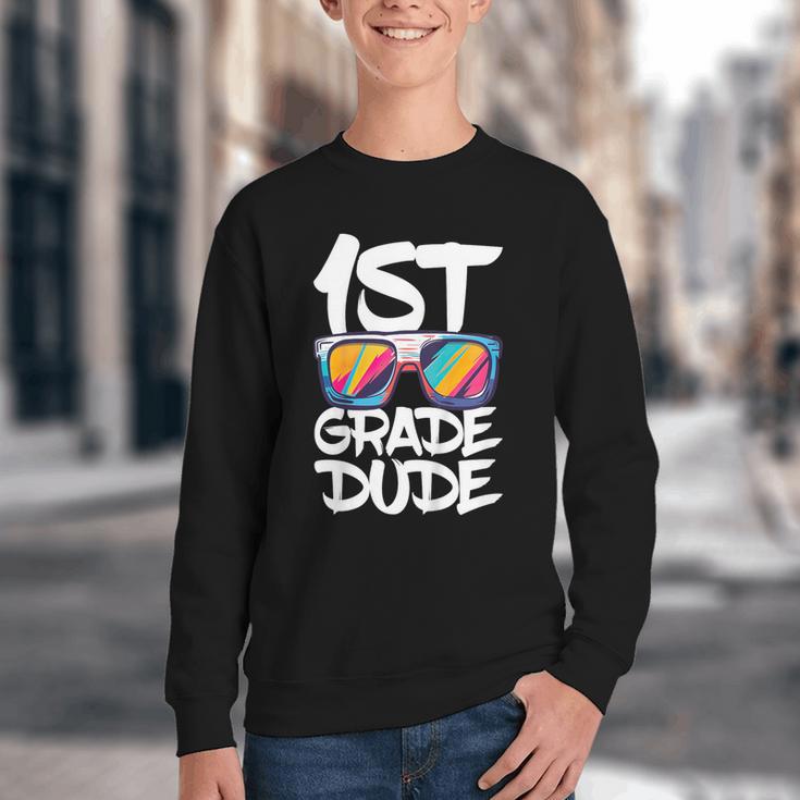 1st Grade Dude Shirt Back To School First Grade Boy Girl Youth Crewneck Sweatshirt