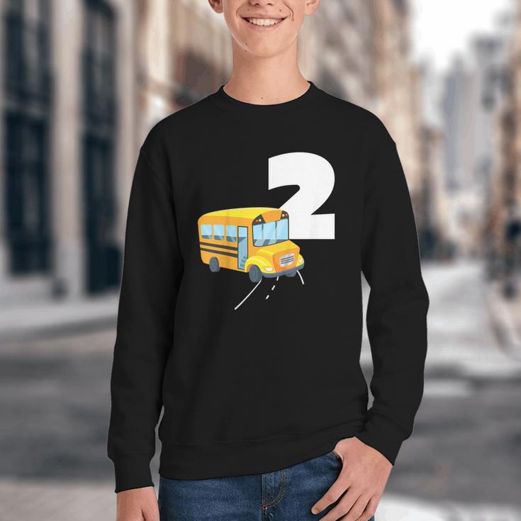 2nd Birthday School Bus Kids Back To School Themes Party Youth Crewneck Sweatshirt 2nd Birthday School Bus Kids Back To School Themes Party Youth Crewneck Sweatshirt