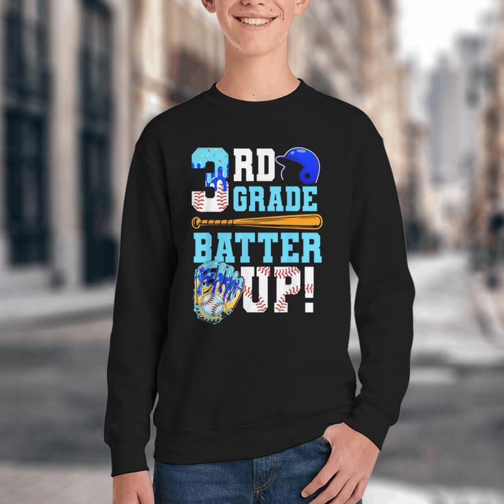 3rd Grade Back To School Baseball Drip Ice Cream Batter Up Youth Crewneck Sweatshirt 3rd Grade Back To School Baseball Drip Ice Cream Batter Up Youth Crewneck Sweatshirt
